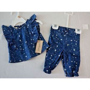 First Impressions CA01-002 Baby Girl's Sz 0-3M Blue 2-Pc. Splatter-Print Set
